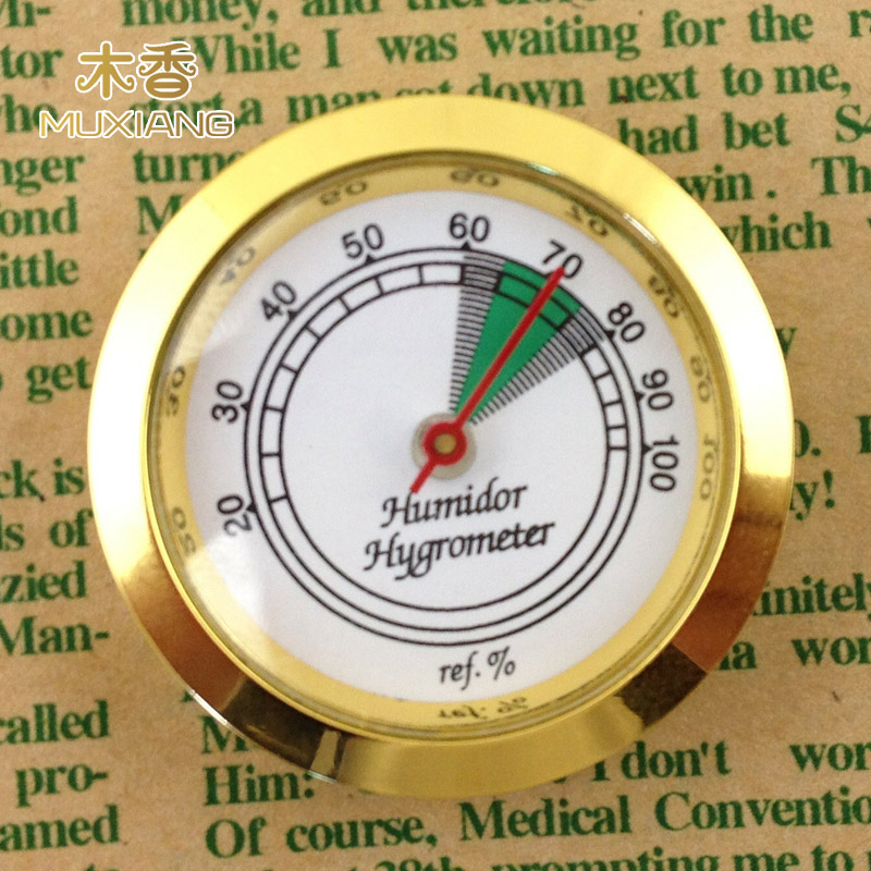 Costustoise smoking bucket accessories hygrometer Easy moisturizing box Humidity measuring instrument Garage case hygrometer gold 37mm