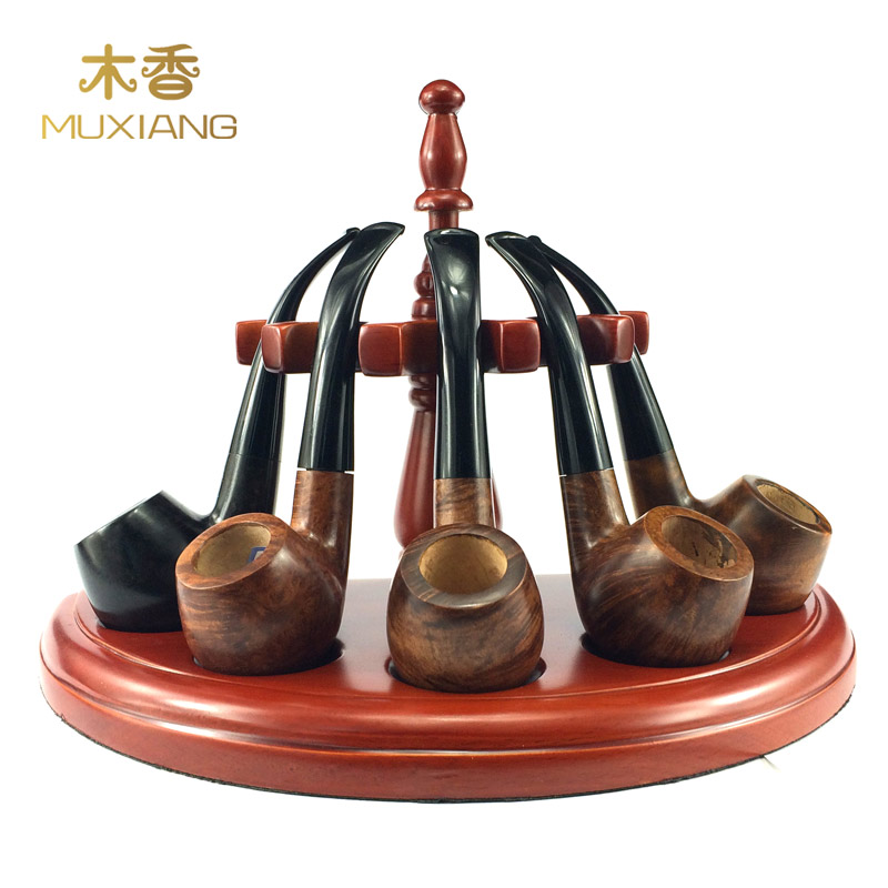 Five-position solid wood vertical pipe rack for wooden pipe accessories Semicircular Romanesque 5 bucket seat rack