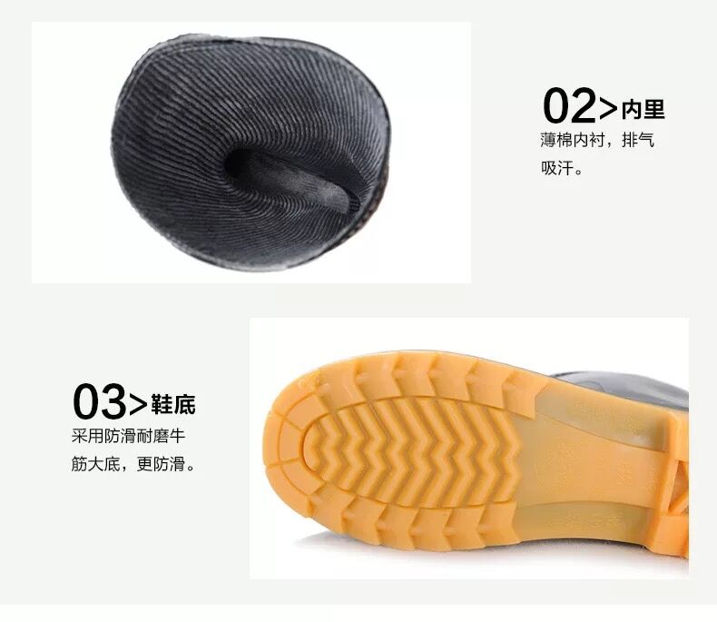 Kéo lại giày đi mưa cho nam Giày đi mưa cho nam ống chống thấm nước cao trong ống ấm và bộ cashmere của bộ giày dày bằng nhựa của giày cao su giầy nam chống nước