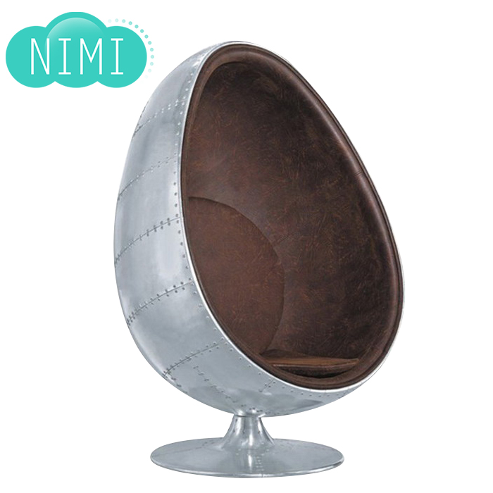 Aluminum Leather Egg Chair Shaped Egg Shell Chair Fiberglass Study Chair Living Room Chair Creative Fashion Sofa Chair Designer Design