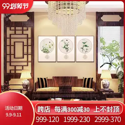 Jinwu Needle 1-4 Silk Su embroidery finished hanging painting pure handmade Suzhou embroidery painting living room porch decorative painting round frame bamboo