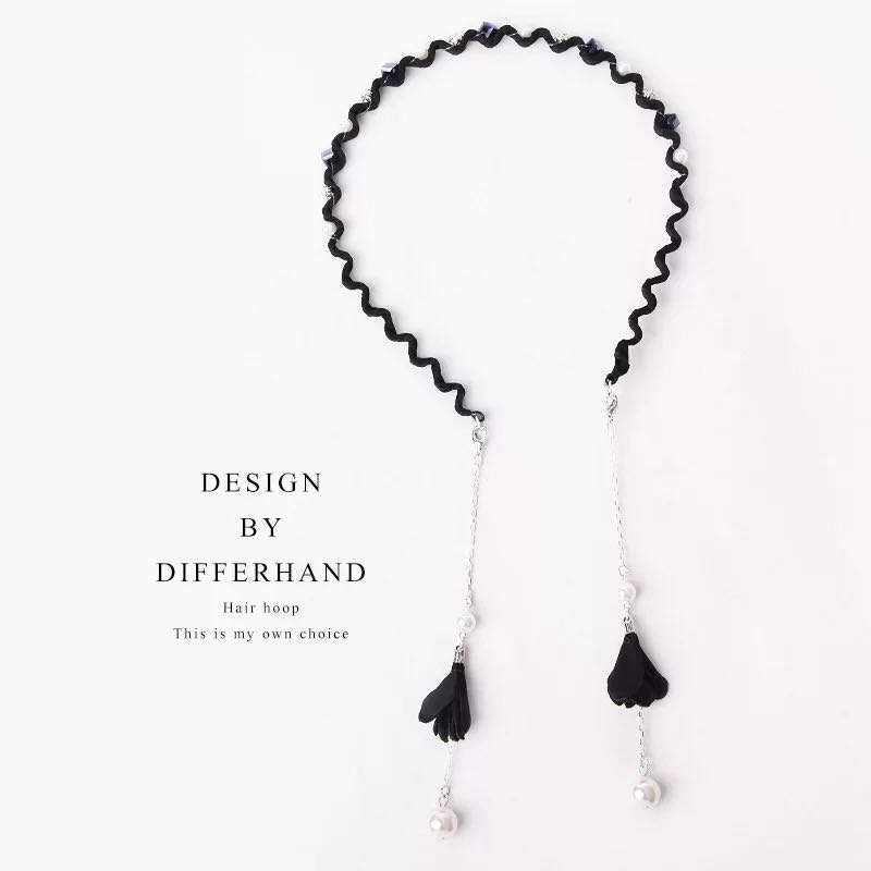 Trẻ em hoa tai giả headband cô gái kẹp tóc tua rua ngọc trai với răng chống trượt Công chúa phụ nữ tóc headband - Phụ kiện tóc kẹp càng cua hàn quốc