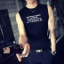 Mùa hè nam Hàn Quốc Slim Letter In áo thun không tay Young Guy Fitness Sports Sweat Vest Vest giản dị - Dệt kim Vest