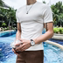Mùa hè của nam giới Hàn Quốc phiên bản của ngắn tay dệt kim anh chàng trẻ tuổi thương hiệu thủy triều mỏng t-shirt rắn màu bán tay áo t-shirt T-shirt mang bên mình. 