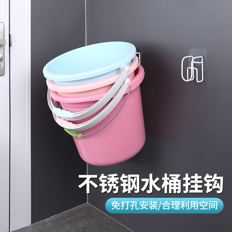 Bucket storage shelf put bucket rack hanging wall bucket rack makeup room bathroom bucket rack free punch hook hanging bucket