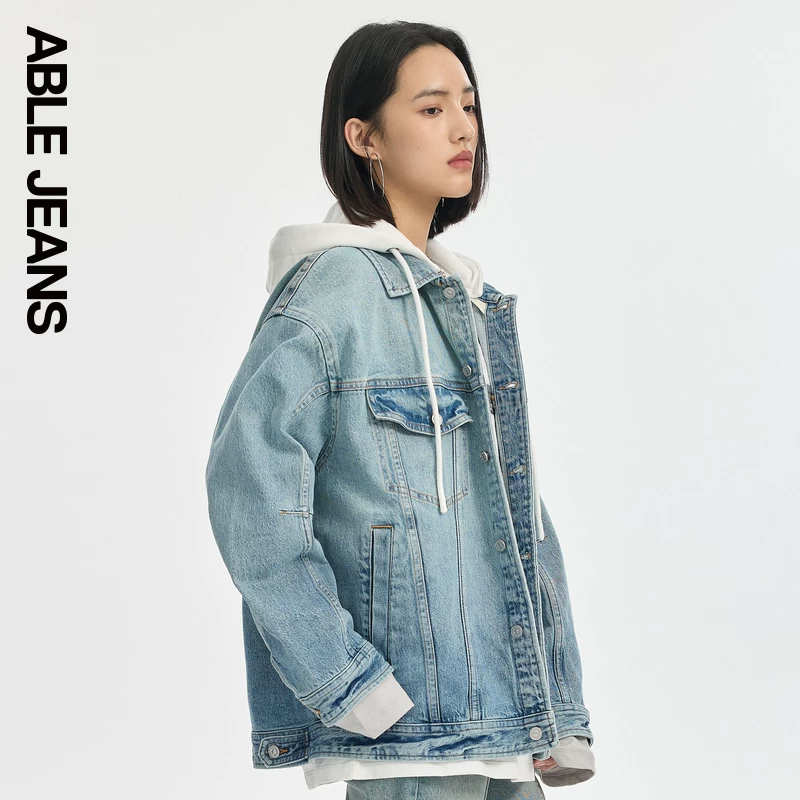 ABLE JEANS Осенняя модная кофта-худи, куртка из денима