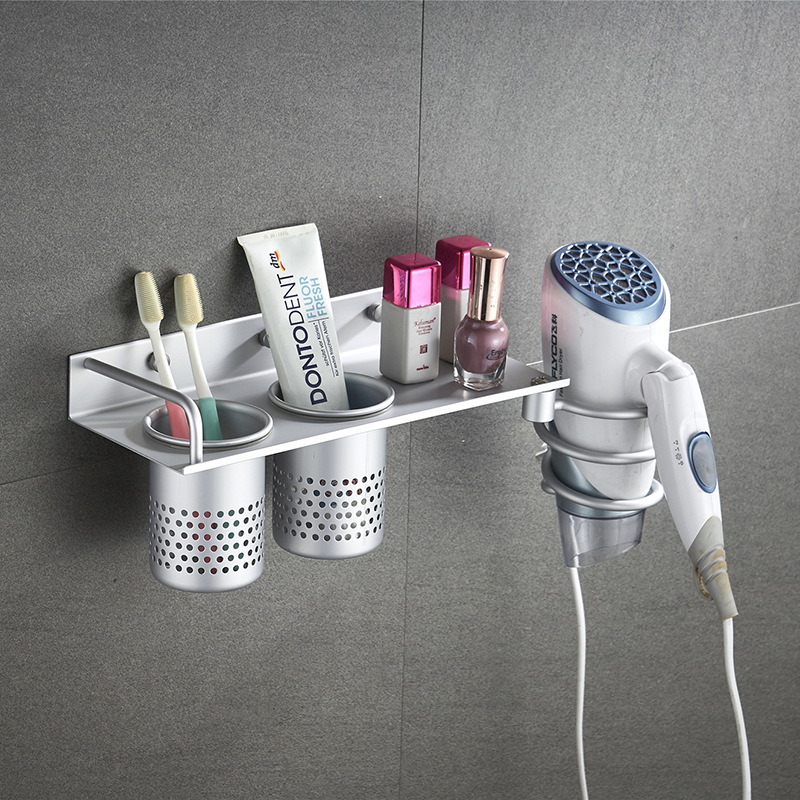 Bathroom multi-function storage rack Toothbrush rack Drain wall wall Perforated Hair dryer rack Cosmetic storage