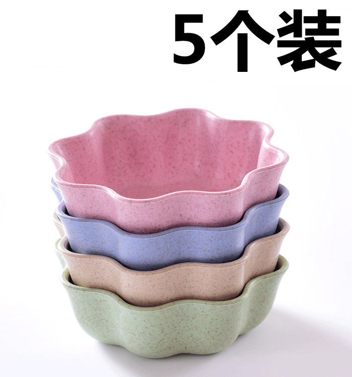 Kitchen Home Wheat Straw Seasoned Dish Plastic Round Pickles Small Saucer Cutlery Water Dumplings Snack Dish