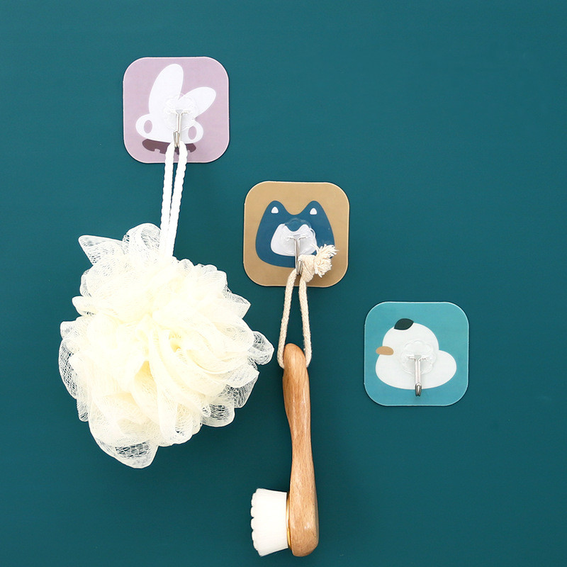 Creative wall-hanging cartoon cute pattern hook-free wall hook without trace hanging bathroom sticking strong