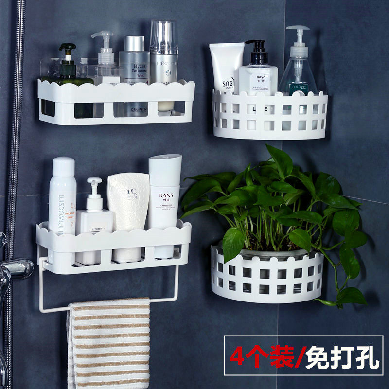 Powder room shelf Wall-mounted toilet sink kitchen toilet Suction wall-free hole-free bathroom storage shelf box
