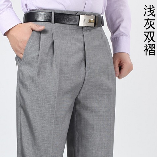 Mùa hè quần trong đôi quần pleated những người đàn ông cũ của eo cao sâu loose-fitting quần nam giới phù hợp với quần mỏng.