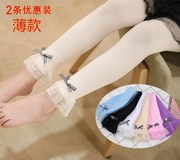 Mùa xuân Childrens Stockings Womens Treasure mùa hè và mùa thu / mùa hè mỏng Childrens ren ren xà cạp Cô gái snuplows trắng quần chín điểm.