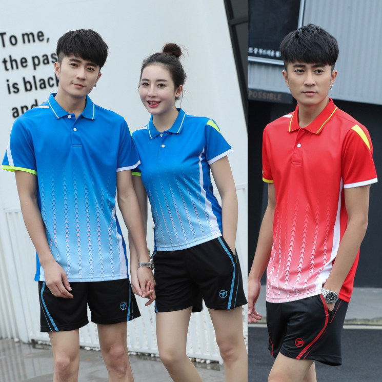New spring and summer short-sleeved table tennis clothes short men and women couple suits badminton tug-of-war sportswear jersey custom