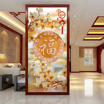 Modern art glass custom-made window entrance screen inlaid European background wall living room decorative painting partition tempered