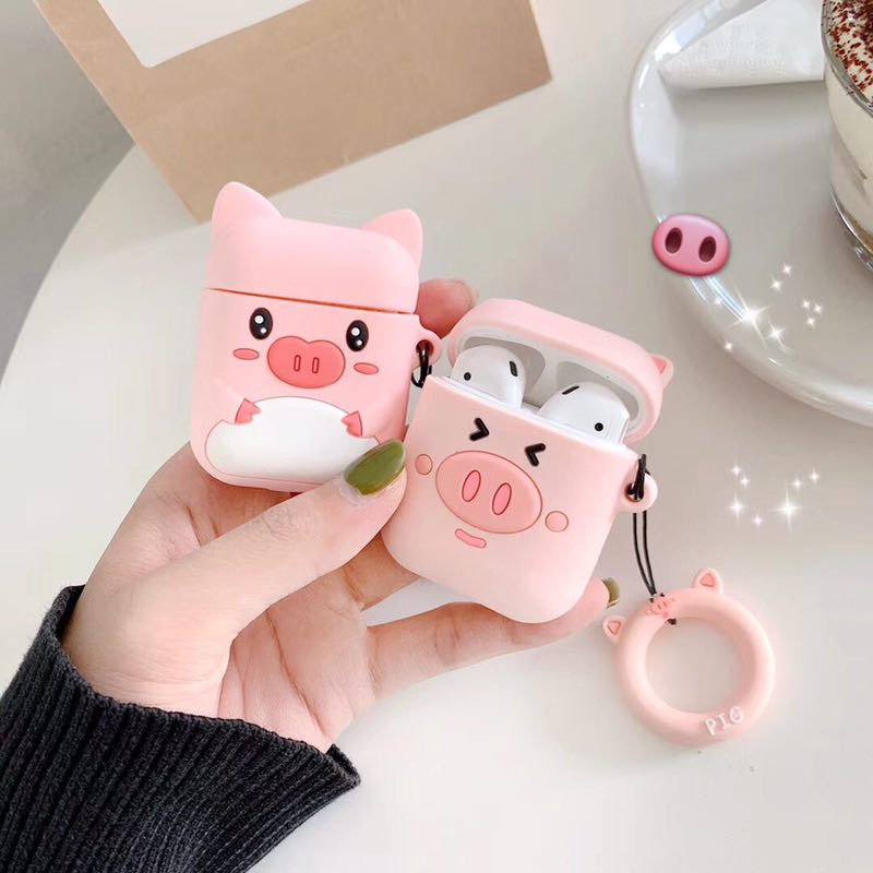 Small Pig Headphones Sleeve Airpods Protective Sleeves Ins Wireless Apple Pro Bluetooth One Generation Universal 1 Cute 2 Tide 3 Silicone Airpords Soft Housing Airpodsp Card