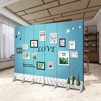 Screen partition simple modern living room Nordic Office Mobile bedroom folding screen to cover the entrance double-sided fabric background