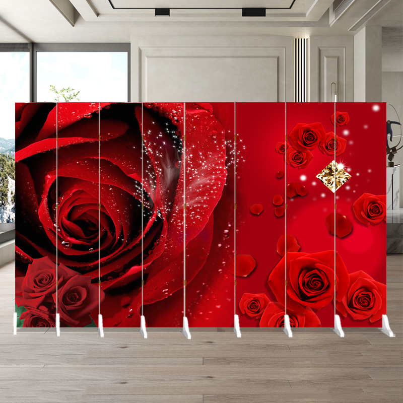 Red Chinese Screen Partition Folding Fold Mobile Stage Restaurant Wedding Banquet Auspicious Rich Wedding Wedding Folding Screen Background