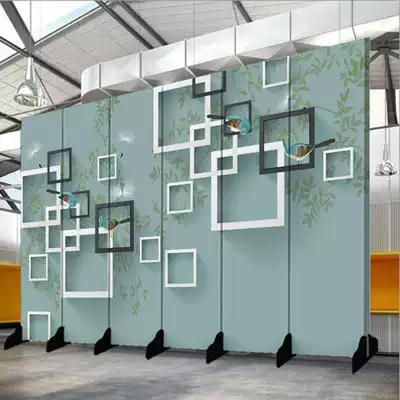 Screen partition living room folding folding screen Japanese style easy push and pull economical European mobile modern simple fabric bedroom
