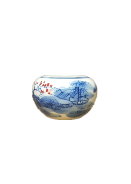 Braun red and blue chin bird bowl blue and white hand-painted bird food jar window pattern bird cup Jingdezhen ceramic birdcage cup