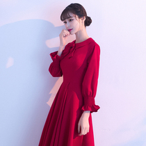 Bride toast 2021 new wine red wedding wedding engagement back home evening dress usually wear spring and autumn women