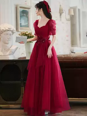 Fugitive Princess toast bride summer 2021 new spring and autumn wedding engagement red dress slim woman