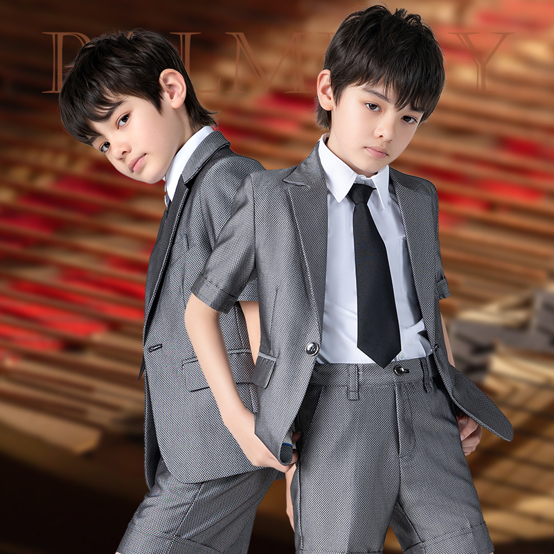 Children's small suit suit new short-sleeved boy presided over flower girl suit summer children piano performance senior suit