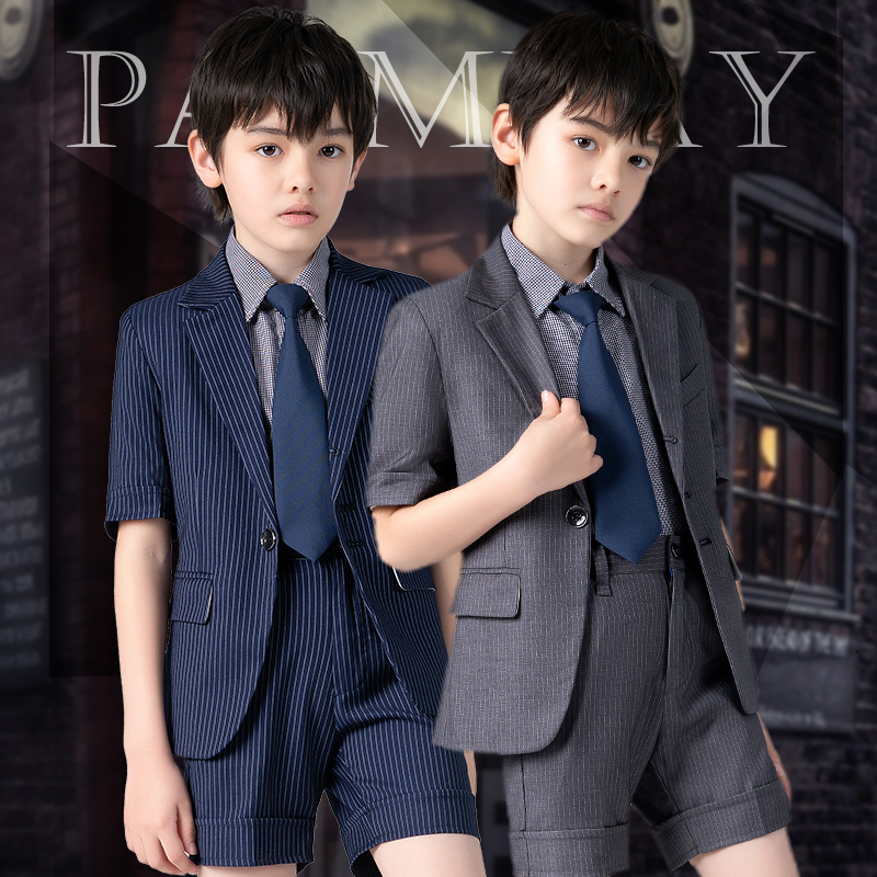 Children's suit suit 2021 summer Boys small suit short sleeve flower girl dress kid piano host catwalk show
