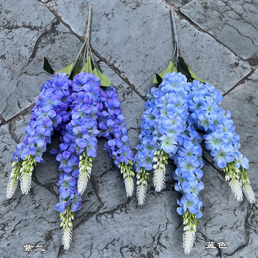 婚庆仿真花把束风信子法式5叉风信子婚礼引花排紫罗兰路引假花详情6