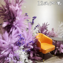 2023 European Purple Wedding Simulated Reed Flowers 12 Reed White Wedding Window Decoration Fake Flowers