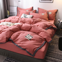 Net red bed four-piece cotton cotton sheets quilt cover dormitory three-piece ins Nordic bedding