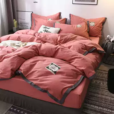 Net celebrity bed four-piece cotton pure cotton bed single quilt cover dormitory three-piece ins Nordic style bedding