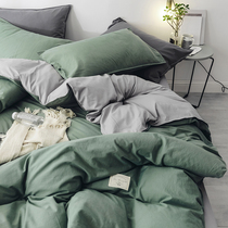 Net red washing cotton cotton cotton bedding four-piece cotton dormitory bed single quilt cover bed hat three-piece set 4