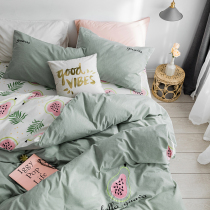 Net red four-piece cotton cotton wash cotton quilt cover bed hats dormitory bedding three-piece bedding