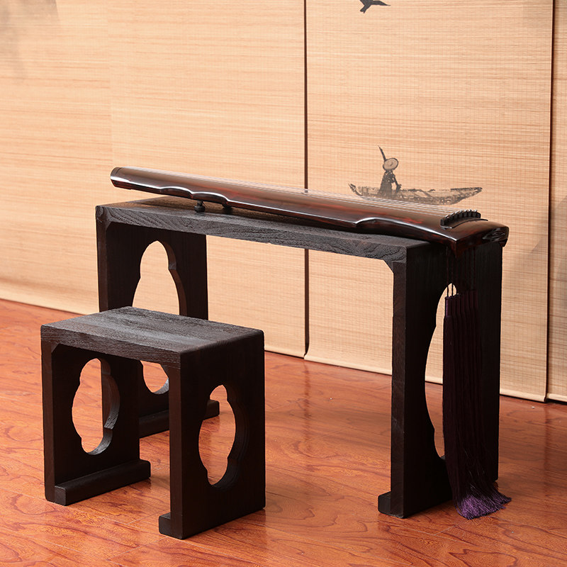 Burnt Tung Wood Guqin Table Stool Dovetailed Mortise And Tenon Mortise Solid Wood Whole Board Thickness 4CM Empathy Solid Wood Tea Table Calligraphy Table Bench-Taobao