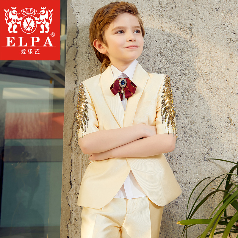 Children's suit suit boy Western-style piano walking show to serve Inlan floral gown to host acting short sleeve summer