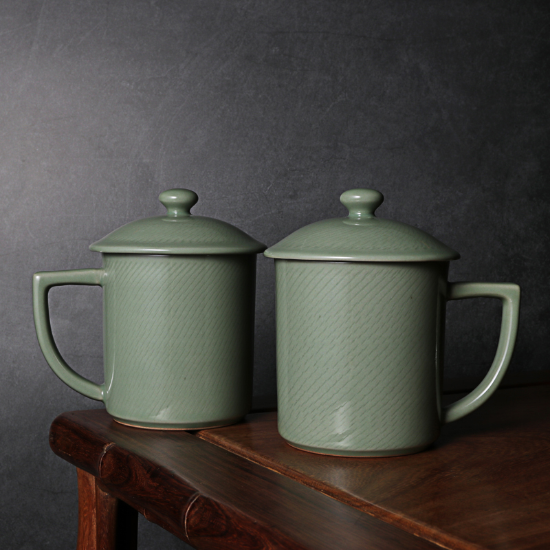 Yue Kiln Green Porcelain Water Glass Creative Gift Cixi Recipe Color Porcelain Handmade Jump Knife Single Cup Tea Cup Office Cup