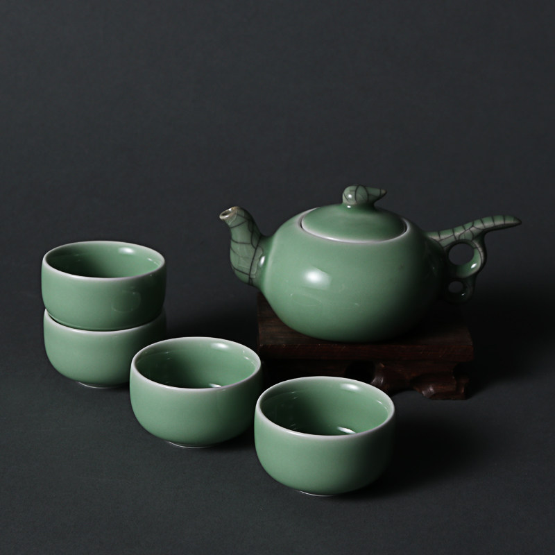 Yue kiln celadon auspicious magpie kung fu tea set tea making tea set 1 pot 4 cups corporate investment gifts