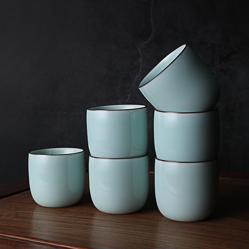 Yue kiln celadon Begonia meditation Haizun cup Creative home porcelain cup brewing tea cup 6 gift boxes