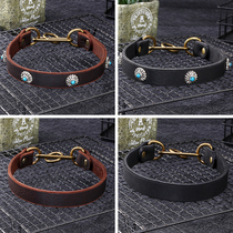 Fine Dog Item Circle Small Dog Item Circle Bull Leather Neck neck Whirlpool Hearty neck Bull Leather Collar Traction Rope