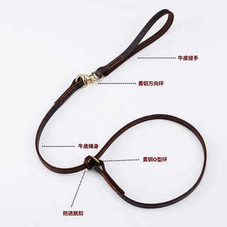 Cowhide Integrated Swivel Leash for Dog Training, P-Leash for Medium and Large Dogs, Universal Dog Walking Leash