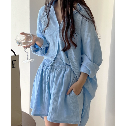 Хлопковая пижама для отдыха, комплект, банный халат, оверсайз