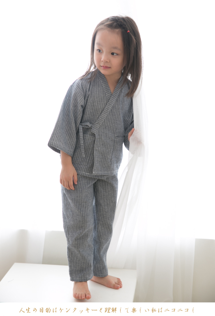Nhật bản đồ ngủ phụ nữ mùa xuân và mùa hè cotton cổ điển sọc dịch vụ nhà kimono đồ ngủ hai mảnh hấp cha mẹ và con dịch vụ pijama nam