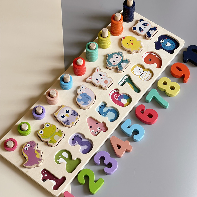 Baby's digital building block shape pairings Early teaching puzzle Puzzle Wisdom to develop Toys Children Mathematical Geometric Jigsaw