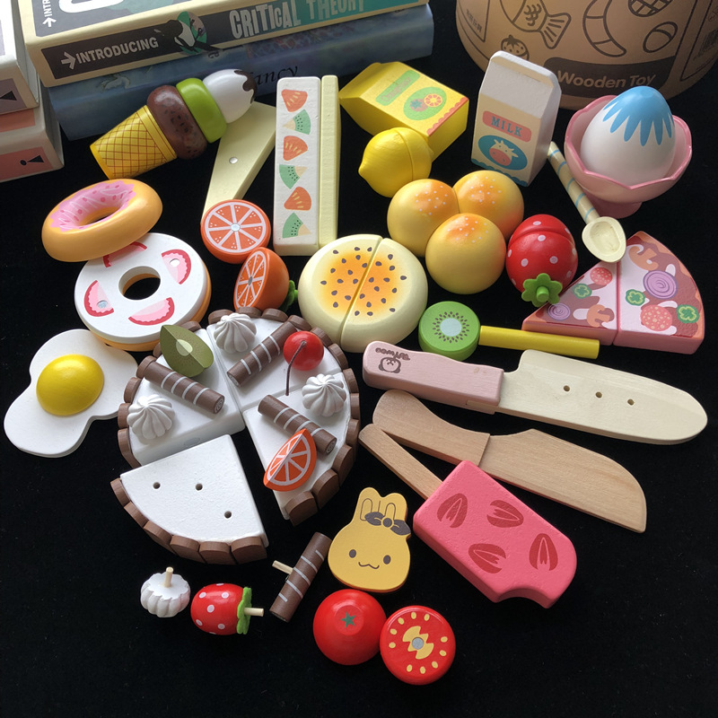 Little Girl Boy Over Home Wooden Magnetic Cake Cut Kitchen Toy 2345 Birthday Present