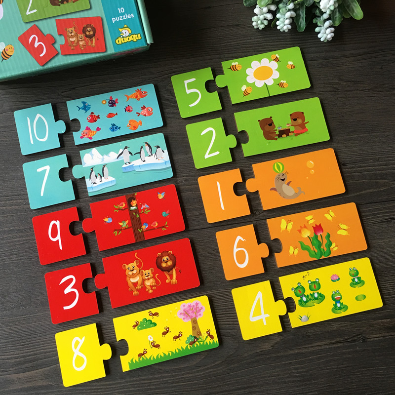 Children Early Education Puzzle Wood Puzzle Pairing Infants digital letter Cognitive Cards 123-year-old Toddlers Toys