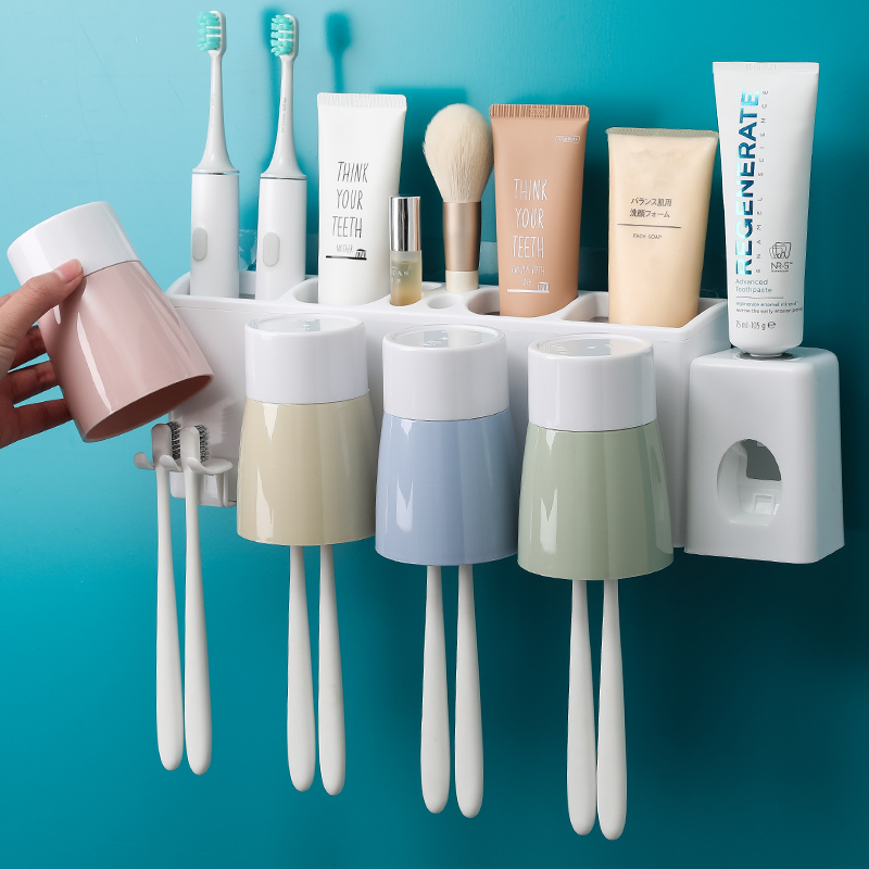 Creative Makeup Room Toothbrush Shelf Toothbrush Holder Toothbrush Holder Toothbrush Cup Toothbrush Containing Box Suit Gargling Cup Wall-mounted