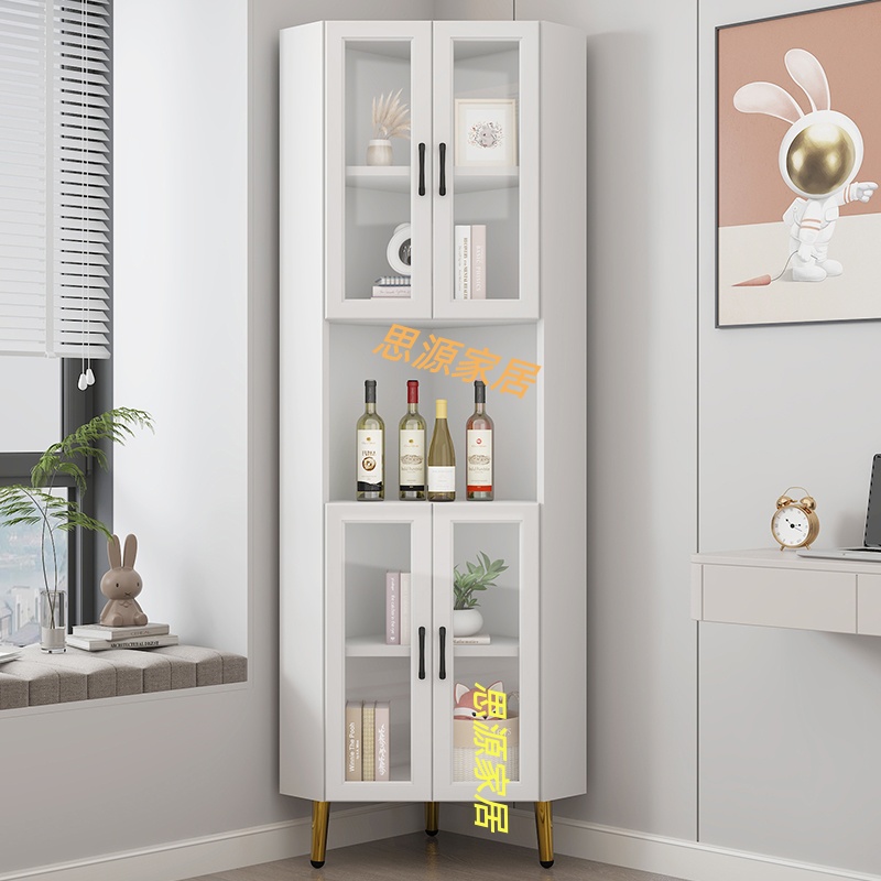 Solid wood ecological board glass door living room triangle cabinet corner cabinet bedroom corner cabinet dining room corner cabinet bookcase wine cabinet