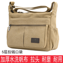 New canvas bag mens bag shoulder Cross bag large capacity multi-layer Travel Leisure light computer bag official backpack