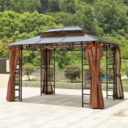 Открытый павильон, двор, сад на крыше, павильон для отдыха, навес из кованого железа, ферма отдыха на открытом воздухе, четырехугольный навес, ветроустойчивый