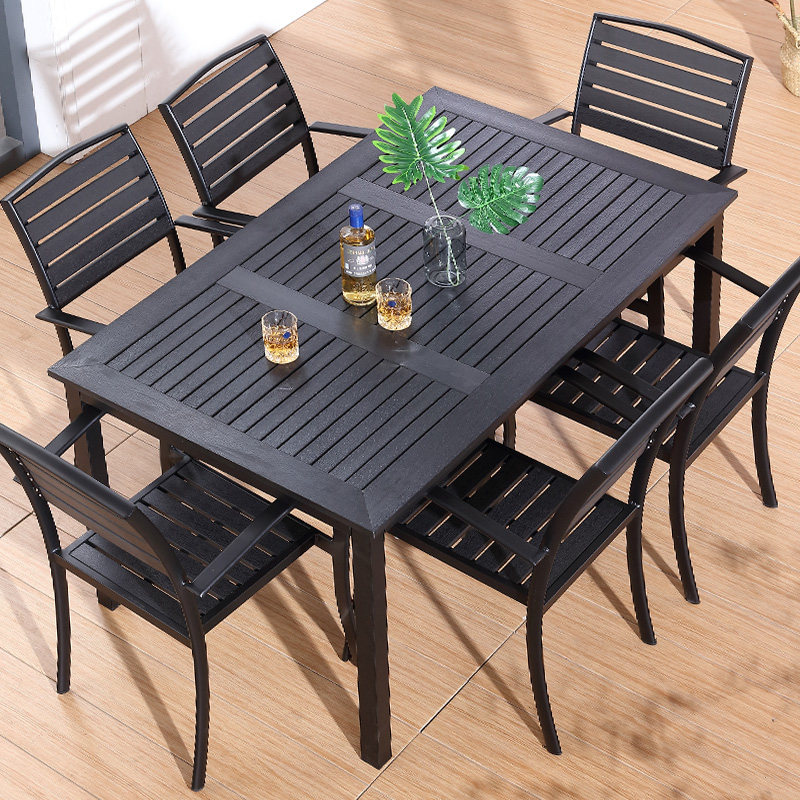 Outdoor anticorrosive wood plastic wood table and chair leisure balcony outdoor courtyard garden terrace milk tea coffee shop combination table and chair